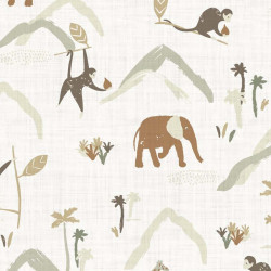 Algodón estampado ZAMBIA Blanco roto / Multicolor cálidos
